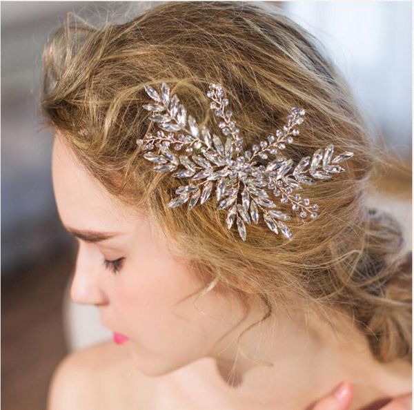 Pince à cheveux de mariée de mariage faite à la main en cristal diamant perlé pièces de tête accessoires SL37774197