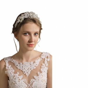 Wedding Bridal Handmade Hairband Veet Pearls FRS Alloy ingelegde Crystal Beads Hoofdbanden Bruidsmeisje Dames Pageant Apposies F4AZ#