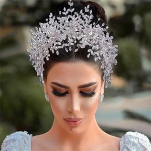 Mariage mariée bandeau cristal strass couronne diadème luxe casque cheveux accessoires argent mode femmes bandeau Bling Party256Q