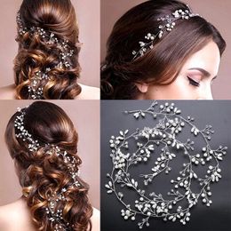 Mariage Bridal Headpiece Bridesmaid Silver Handmade Hingestone Pearl Hairband Band Band Luxury Hair Accessoires Fascinateurs