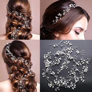 Wedding Bridal Headpiece Bruidsmeisje Zilver Handmade Rhinestone Pearl Hairband Headband Luxury Hair Accessoires Fascinators