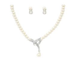 Wedding Bridal Sieraden Set Silver Plated Necklace Pearls oorbellen bruiloft sieraden sets voor bruid bruidsmeisjes vrouwen accessoires2488737