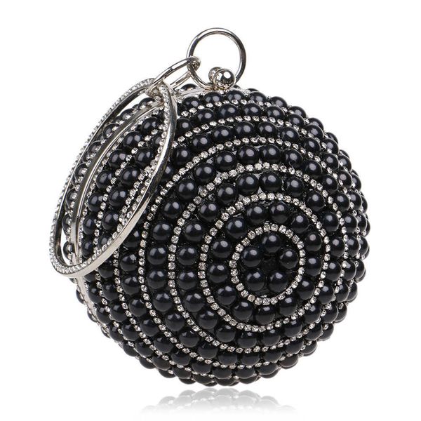 Boda para nupcias Damas Cristal Pearle Ball Bola con forma de perla Cena para mujeres Bolso de cartera 230512