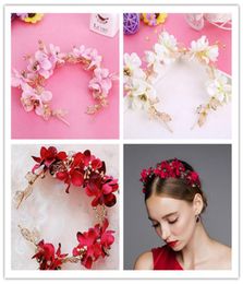 Mariage Bridal Rose Flower Upband Floral Crown Tiara Band Pink Purple Red Ivory Flowers Bands Hair Accessoires Ornement5439212