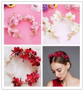 Mariage Bridal Rose Flower Bandband Floral Crown Tiara Band Pink Purple Red Ivory Flowers Bands Accessoires de cheveux Ornement8867649