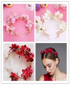 Mariage Bridal Rose Flower Bandband Floral Crown Tiara Band Pink Purple Red Ivory Flowers Bands Hair Accessoires Ornement1518727