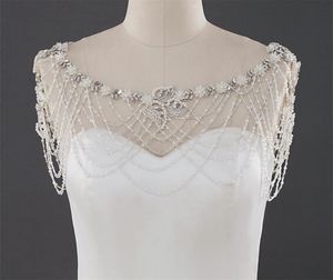 Casamento nupcial pérolas xale envoltório colar contas ombro corrente de corpo inteiro jóias borboleta renda jaqueta branca vestido de baile miçangas ornamento elegante correntes