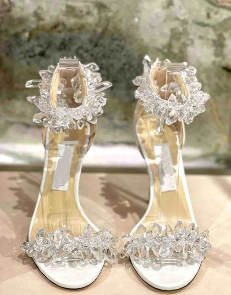 Zapatos de novia para boda - Marcas de verano Sandalias Maisel Lxuxry Crystal / Crystal Mujer Tacones altos Exquisitos zapatos de tacón de noche para mujer con caja.
