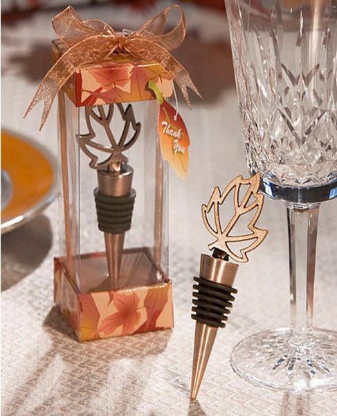 Bouchon de bouteille de vin d'érable en Bronze, cadeaux de réception de mariage, chute amoureuse, décoration de fête en feuille, 5013478