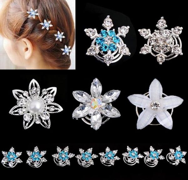 Mariée de mariage cristal flocon de neige épingles à cheveux perles fleurs pince à cheveux enfants filles tourbillon spirale épingles à cheveux accessoires de cheveux bijoux 1534705