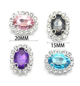 boutons de mariage strass fabrication de bijouxrésultats de bijoux composants argent 4 trous 10pcslot boutons ovales brillants en strass Crysta9033063