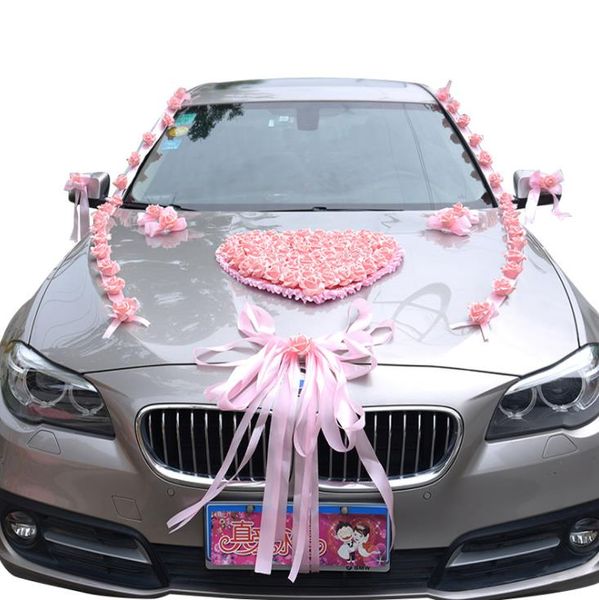 Ensemble de décoration de voiture de mariage, décoration principale avant de voiture de mariage, fleur de Simulation, ensemble de voiture de mariage, vente en gros d'usine