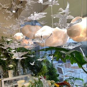 Décoration de centre de table de mariage, colibri en cristal acrylique Transparent avec ornement de ligne pour fournitures suspendues de scène de fête