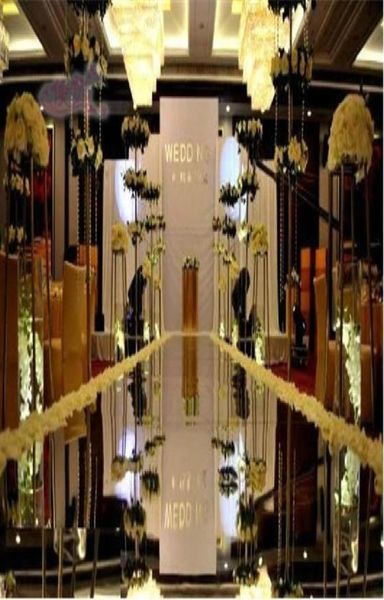 Centres de table de mariage miroir tapis allée coureur argent 12M1M Design T Station décoration faveurs de mariage tapis 2015 5823739