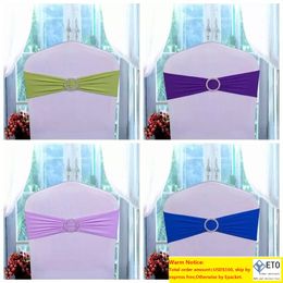 Bruiloftstoel Cover Sash Bands Elastische vlinderdas bruiloftsfeest Verjaardagsstoel Buckle Sashes Bowknot Decoration Chair Sashes