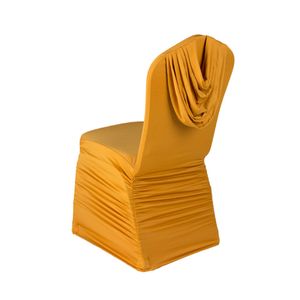 Wedding Chair Covers Stretch Ruched Seat Home Textile Polyester Spandex Chair Cover for Wedding Banquet Restaurant Decor