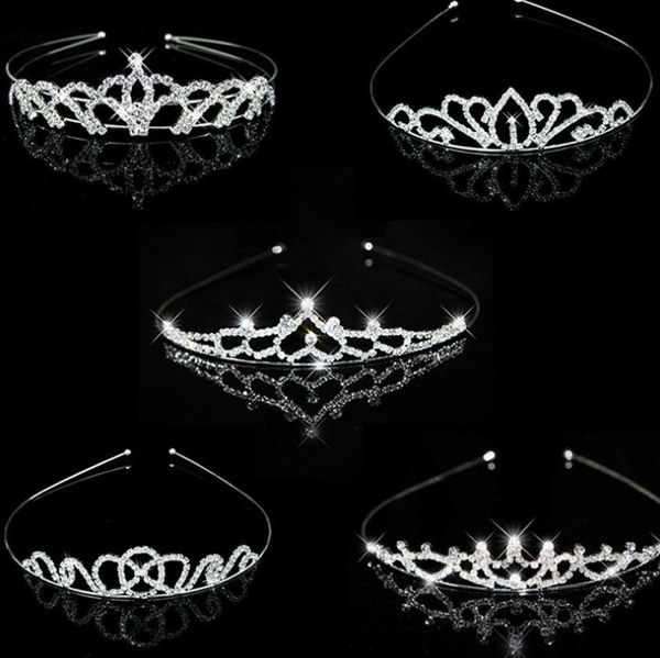 Mariage enfants anniversaire strass couronne bandeau cristal clair chapeaux diadèmes alliage fête faveur cadeaux décorations de gâteau