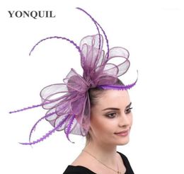 Wedding Cocktail formeel haar fascinator hoed voor vrouwen vintage gelegenheid hoofdteksel bruids fedora haar clip fancy veren decor1278039754640