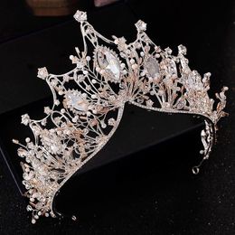Bruiloft haar sieraden puur handgemaakte kroon optocht kroon bruids tiara chinese haaraccessoires hoofd sieraden kopstuk grote kristallen bruid haarband