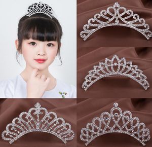 Bruiloft Crystal Crown Kam Parel Haarstokken Prom Hoofdband Kids Girl Party Events Clear Rhinestone Tiaras Sliver Haar Sieraden Kerstcadeau