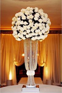 Centre de Table en cristal de mariage, support de fleurs argenté, pièce maîtresse de mariage, décoration de mariage
