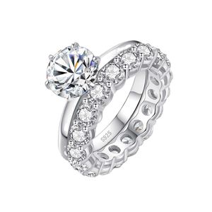 Bruiloft CZCITY 2ct VVS Diamant Dubbele Set S Sterling Sier Verlovingsring voor Vrouwen Bruids Moissanite Ringen Sieraden