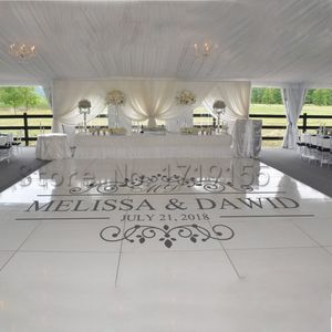 Boda Dance Floor Vinilo Calcomanía Nombre personalizado Fecha Pegatinas de pared Signos de boda Puerta de ventana Personalizado Mural extraíble DIYZW420 210308