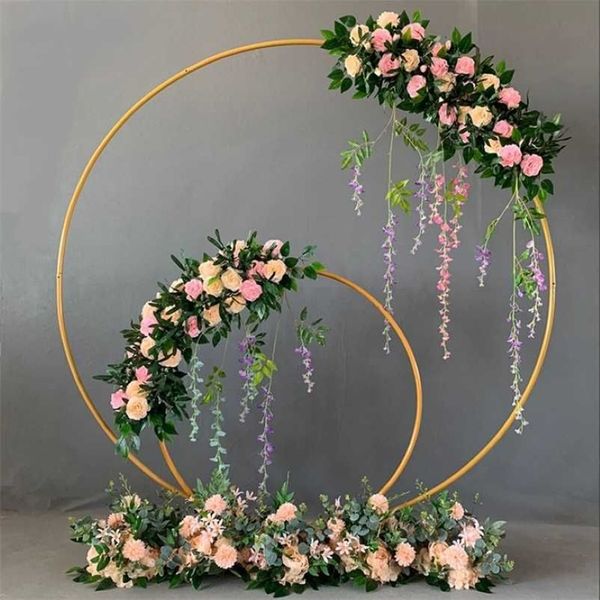 Décor de mariage Props Cercle en métal Cadre Toile de fond Décor de mariage Arche en fer forgé DIY Party Décoration ronde Stand de fleurs Y200185s