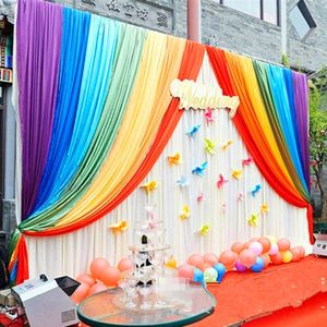 Decoración de la boda 10FTX20FT Seda de hielo Color del arco iris Telón de fondo del escenario Cortina Cortina Niños Fondo de cumpleaños Decoración de la pared Suministros para la fiesta de bienvenida al bebé