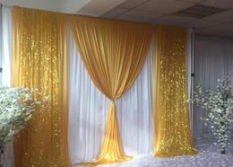 Décoration de mariage 3m H x3MW rideau blanc avec glace dorée Souin Swag Drapedrop Party and Event Decor212Z5060189