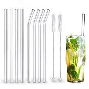 20cm Glass Smoothie Straw, Reusable Clear Drinking Straws for Smoothie Milkshakes Environmentally Friendly Drinkware Straw