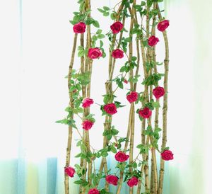 Wedding Decoratie kunstmatige rozenbloem slinger Ivy Vine Bloem Wall Decor Real Touch Silk Flowers String voor Home Garden Hangin8964090