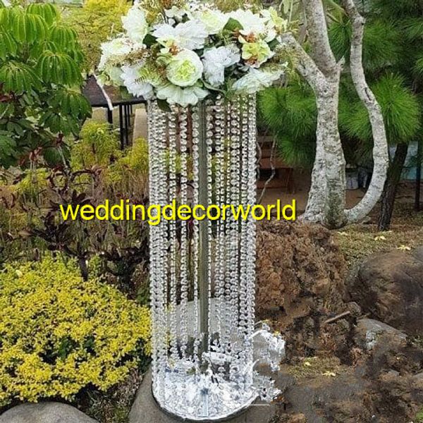 Décoration de mariage pièce maîtresse ruban mariage Table support de fleurs pièces centrales avec les brins de perles acryliques decor468