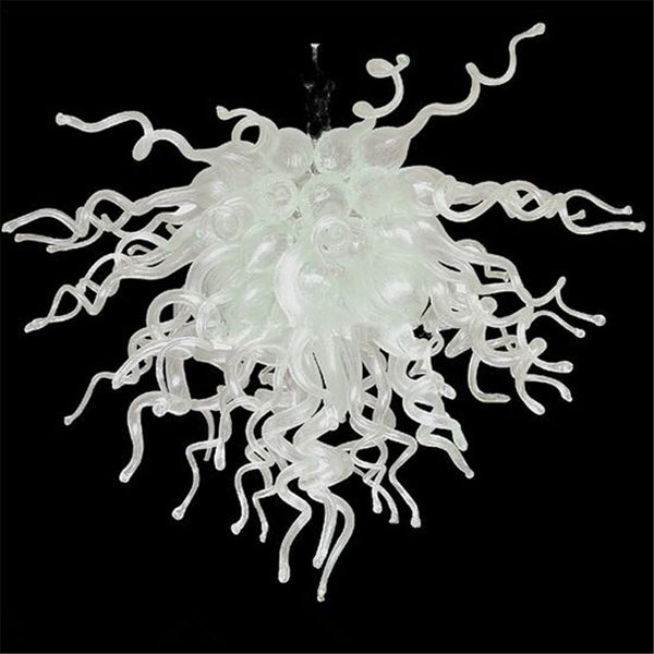 Lampes Décoration De Mariage Style Art Lustres LED Ampoules Moderne Soufflé À La Main En Verre Blanc Petit Lustre Lumière