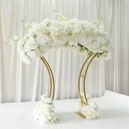 Bruiloft decoratie bloemenvaas el tafel centerpieces bloemen rij metalen houder bloemenrek glanzende gouden boogstandaard Grand-Event Part270J