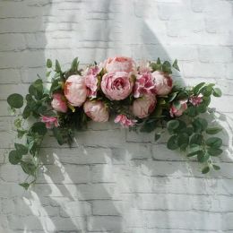 Bruiloft decoratie bloemen pioen achtergrond handgemaakte Swag tafelloper middelpunt Garland hangende krans Home Decor