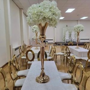 Wedding Decoratie Gold Tafels Centerpieces Vaas Gold Metal Flower Stand voor tafelronde legering