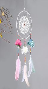 Wedding Decoratie Handgemaakt droomvangernet met veren bloemenwind Chimes Dreamcatcher hangende ambacht feestcadeau8507054