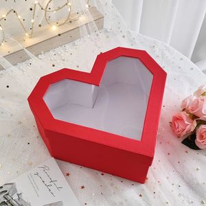 Boîte-cadeau en forme de coeur de décoration de mariage avec fenêtre transparente Saint-Valentin pour les boîtes d'emballage d'affichage de bijoux de fleur de rose 240113