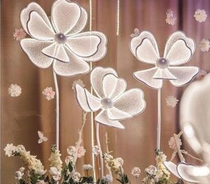 Décoration de mariage lampe à fleurs lumineuses LED Blanc en dentelle décor de fleur de fleur de mariage Road Route de mariage Party de fête d'anniversaire Décorations de scène