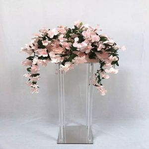 Wedding Decoratie Mirror Bottom Acryls Flower Stand Crystal Vase Flowers Stands Clear Acryl Michtpunt Bloemolom Imake410