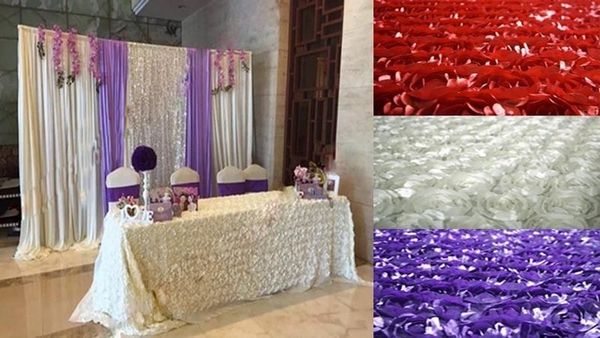 Décoration de mariage-tissu rose stéréo multicolore, tapis de mariage 3D pour fond de mariage 10 mètres/lot, 13 couleurs