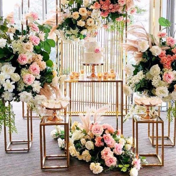 Decoración de la boda Mesa de columna de zócalo con bandejas acrílicas Soporte de flores para fiesta Postre Fruta Pastel de cumpleaños Cupcake Alimentos Escenario Telones de fondo Exhibición de artesanías B0826