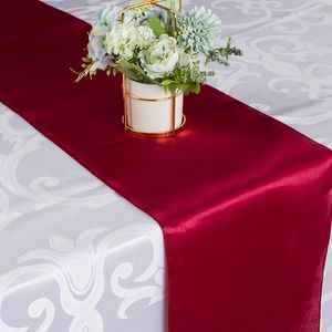 Décorations de mariage 10pcs / lot rouge / bleu / jaune / violet multicolore 30 * 275cm Table de table en satin pour engagement de mariage / banquet hôtel / décor de fesival