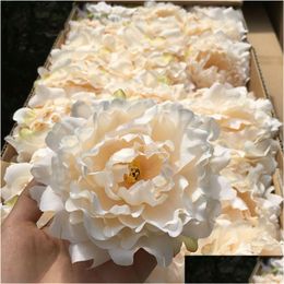 Décorations de mariage 50pcs de haute qualité soie pivoine têtes de fleurs décoration de fête artificielle simulation camélia rose livraison même DHBB2