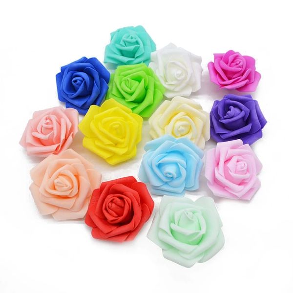 Décorations de mariage 7cm Big PE Foam Roses Têtes de fleurs artificielles pour décoration de fête de mariage DIY Couronnes à la maison Fournitures d'artisanat décoratives