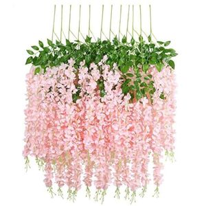 Décorations de mariage Fleurs artificielles Soie Wisteria Vigne Fleur suspendue pour jardin Floral DIY Salon Bureau Decor4559421