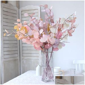 Décorations de mariage Automne Plante artificielle Faux Feuilles Eucalyptus Longue branche Décoration de la maison Fleurs de soie Fausses plantes DIY Table Dr Dh0Uf