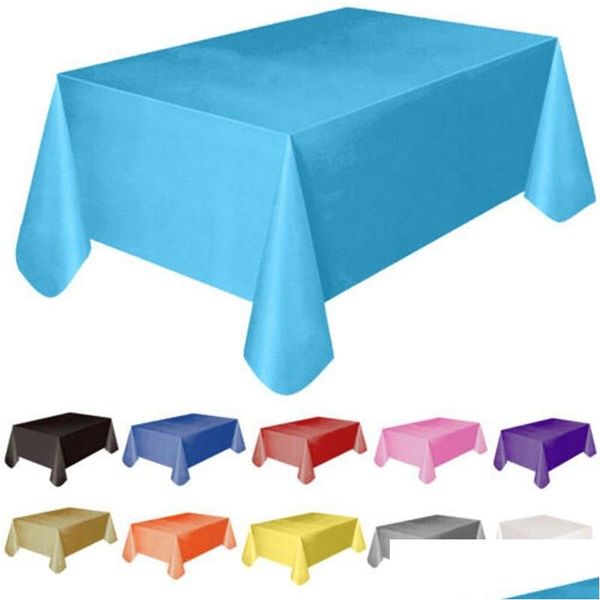 Décorations de mariage en plastique jetables de couleur unie nappe fête d'anniversaire table de Noël er essuyer ers rec bureau tissu drop livrer dha4l