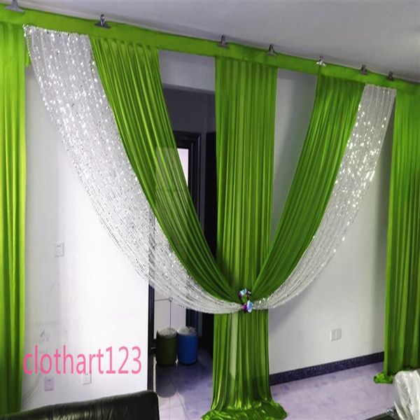 décorations de mariage swags de paillettes d'argent conçoit un styliste de mariage 6M de large swags pour toile de fond Party Curtain Celebration Stage design 290h